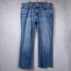 7 For All Mankind Jeans Mens 36 Blue Bootcut Stretch Preppy Whiskered Denim Y2K